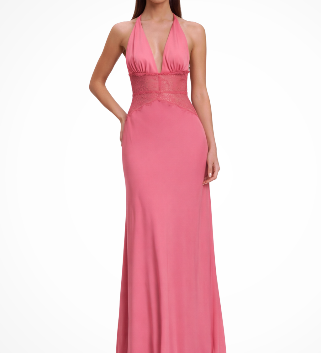 Imogen | Sieviešu Halter Neck Atpakaļnesējo Maxi Kāzu Viesu Kleita