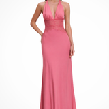 Imogen | Sieviešu Halter Neck Atpakaļnesējo Maxi Kāzu Viesu Kleita