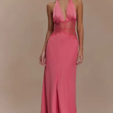 Imogen | Sieviešu Halter Neck Atpakaļnesējo Maxi Kāzu Viesu Kleita