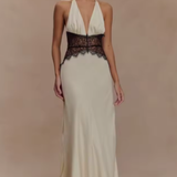 Imogen | Sieviešu Halter Neck Atpakaļnesējo Maxi Kāzu Viesu Kleita