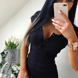 Niamh | Sieviešu Ribu Adīta Bodycon Mini Kleita ar Pogām