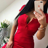 Niamh | Sieviešu Ribu Adīta Bodycon Mini Kleita ar Pogām