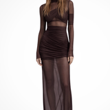 Auryn | Sieviešu Garās Piedurknes Caura Sieta Slāņota Bodycon Kāzu Viesu Maxi Kleita