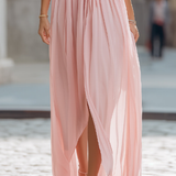 Valentina | Sieviešu Halter Neck Plīšu Šifona Maxi Kleita