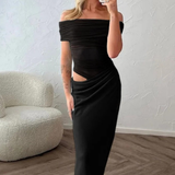 Faith | Sieviešu Off Shoulder Ruched Mesh Bodycon Kāzu Viesu Maxi Kleita