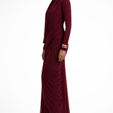 Ottoline | Sieviešu Garās Piedurknes Augsta Kakla Drapēta Kāzu Viesu Maxi Kleita
