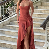 Sienna | Sieviešu Cowl Neck Satīna Slīp Maxi Kleita Kāzu Viesim