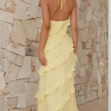Freya | Sieviešu Halter Neck Ruffles Vasaras Maxi Kleita