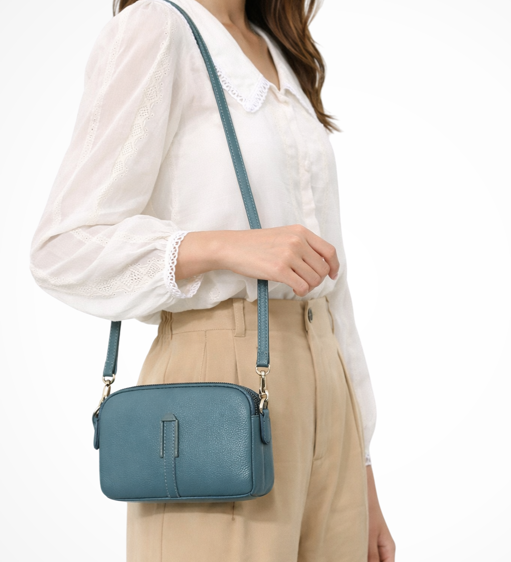 Pella | Sieviešu kompakta divu rāvējslēdzēju crossbody pleca soma
