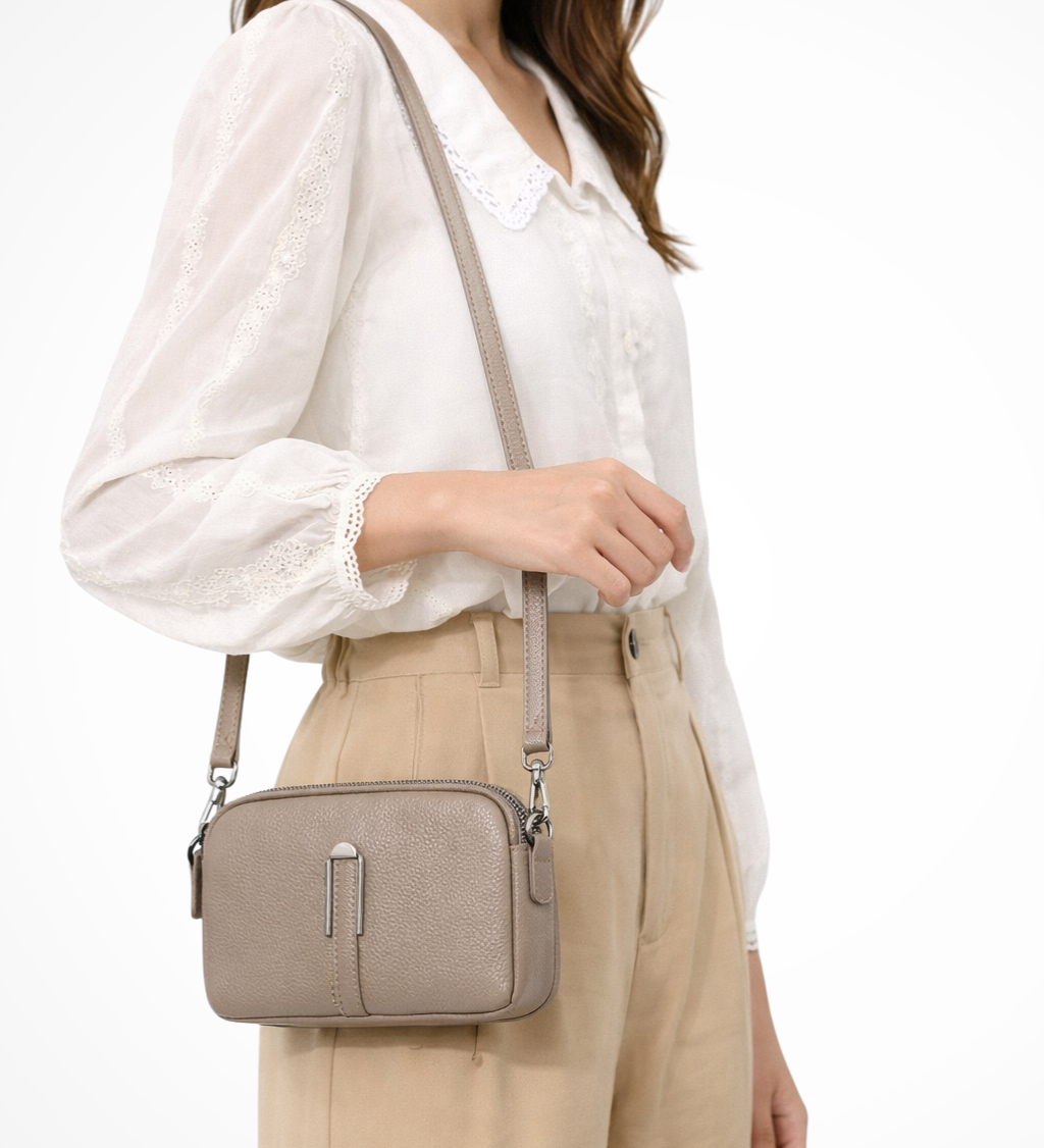 Pella | Sieviešu kompakta divu rāvējslēdzēju crossbody pleca soma
