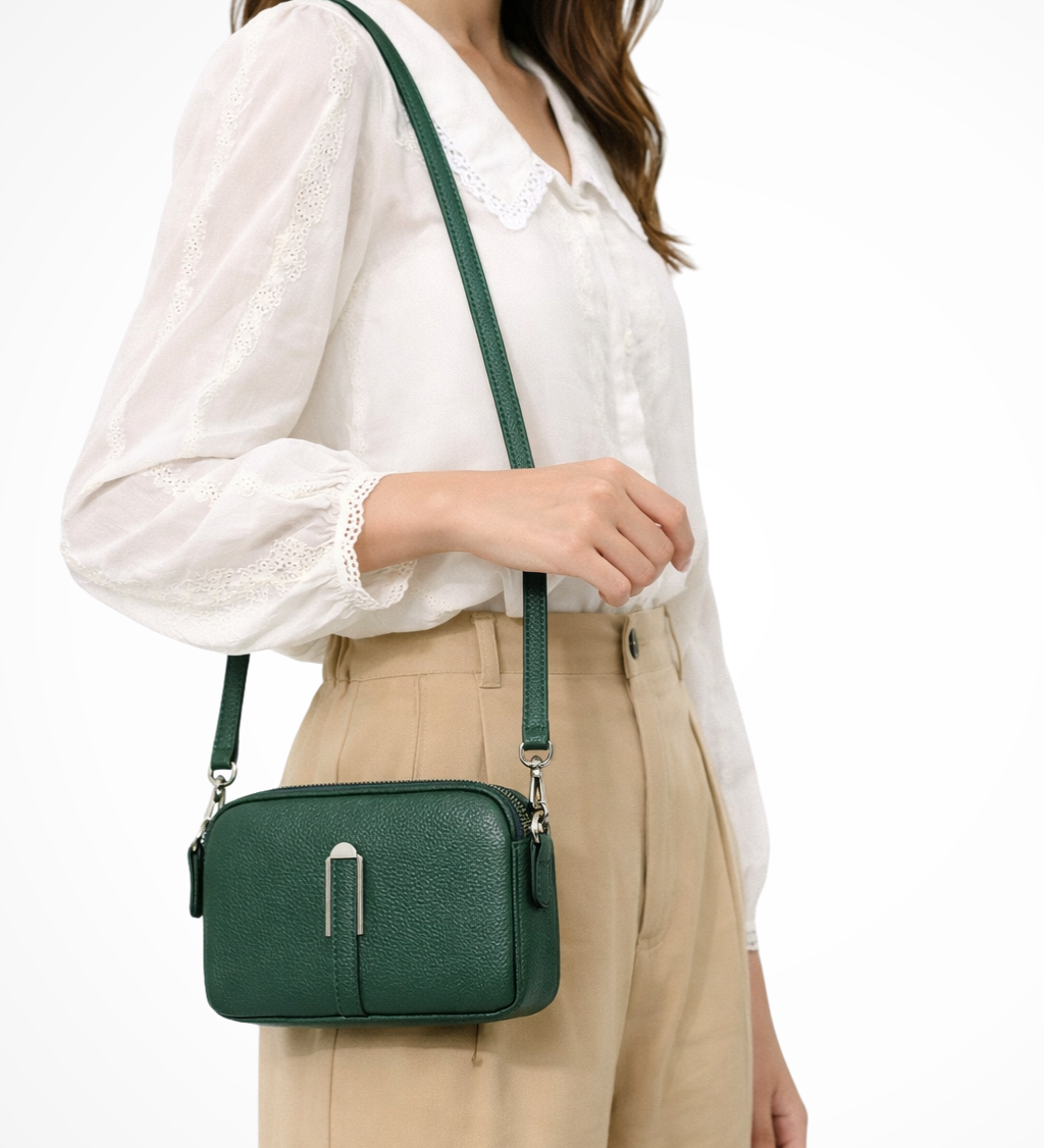 Pella | Sieviešu kompakta divu rāvējslēdzēju crossbody pleca soma