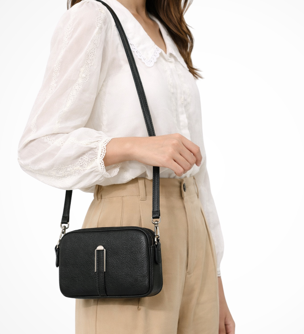 Pella | Sieviešu kompakta divu rāvējslēdzēju crossbody pleca soma