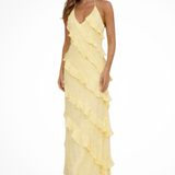Freya | Sieviešu Halter Neck Ruffles Vasaras Maxi Kleita
