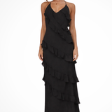 Freya | Sieviešu Halter Neck Ruffles Vasaras Maxi Kleita