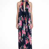 Cordelia | Sieviešu drukātais plisētais halterkrūšu kāzu viesu maksi kleita