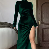 Nyra | Sieviešu garām piedurknēm ruched maxi vasaras kleita ar sānu šķēlumu