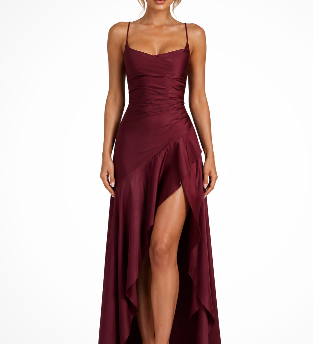 Sienna | Sieviešu Cowl Neck Satīna Slīp Maxi Kleita Kāzu Viesim