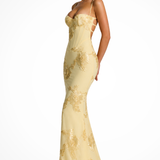 Valentina | Sieviešu Sweetheart Neck Ziedu Appliqué Kāzu Viesu Maxi Kleita