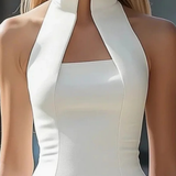 Vivienne | Sieviešu Halter Neck Pieguļošs Kāzu Viesu Mini Kleita
