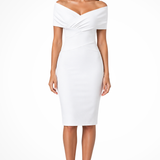 Sorrel | Sieviešu Off Shoulder Twist Front Fitted Kāzu Viesu Midi Kleita