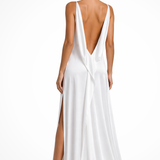 Seraphina | Sieviešu cowl neck slip dārza balles kāzu viesu satīna maxi kleita ar sānu šķēlumu