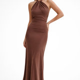 Celeste | Sieviešu halterveida kakla griezuma, savīti mezgli, atvērta mugura, bodycon kāzu viesu maxi kleita