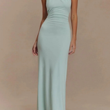 Celeste | Sieviešu halterveida kakla griezuma, savīti mezgli, atvērta mugura, bodycon kāzu viesu maxi kleita