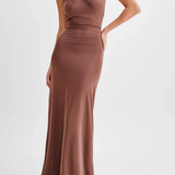 Celeste | Sieviešu halterveida kakla griezuma, savīti mezgli, atvērta mugura, bodycon kāzu viesu maxi kleita