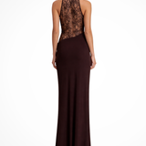 Vesper | Sieviešu Halter Neck Mežģīņu Paneļa Bez Piedurknēm Līgavas Viesu Maxi Kleita