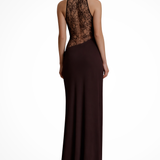 Vesper | Sieviešu Halter Neck Mežģīņu Paneļa Bez Piedurknēm Līgavas Viesu Maxi Kleita